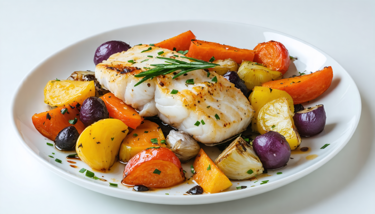 découvrez notre recette simple et inratable de cabillaud rôti au four accompagné de légumes savoureux, pour un plat sain et délicieux à préparer en toute facilité.