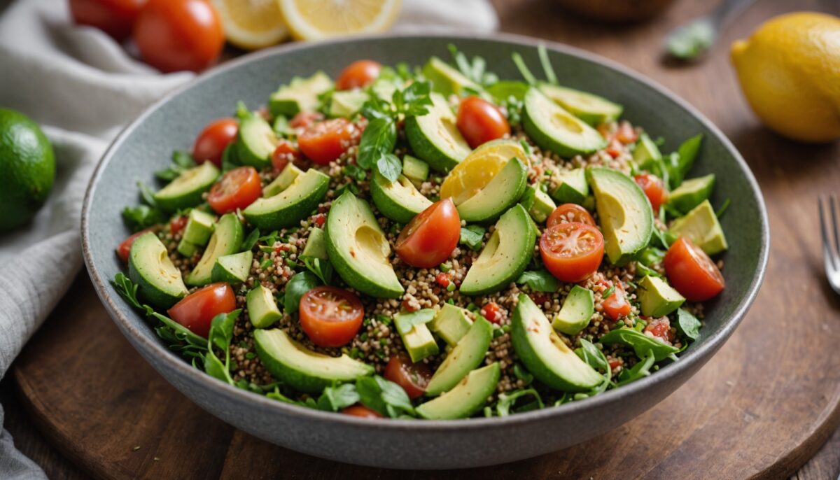 Salade express de quinoa : avocat onctueux, tomates juteuses et éclat acidulé de citron vert